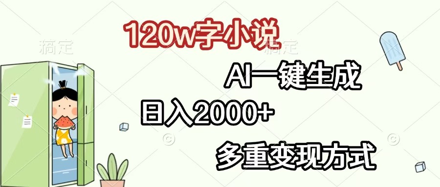 120w字小说，AI一键生成，日入2000+，多重变现方式-千图副业网