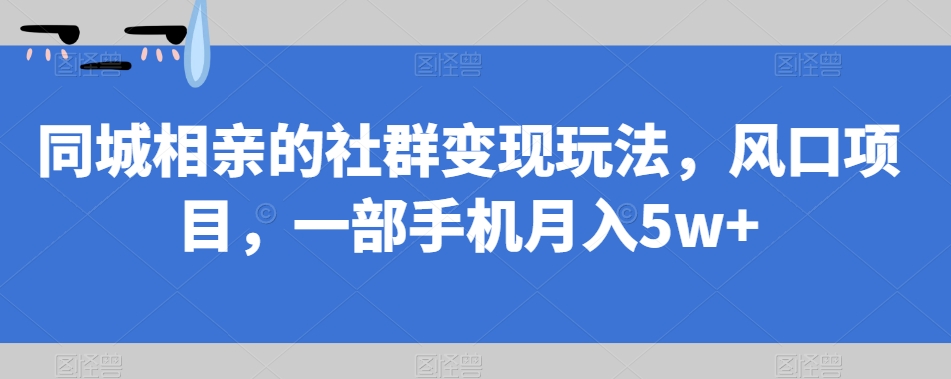 【副业项目7512期】同城相亲的社群变现玩法，风口项目，一部手机月入5w+【揭秘】-千图副业网
