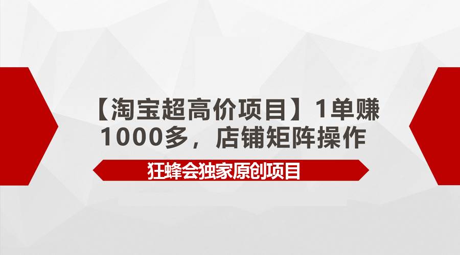 【淘宝超高价项目】1单赚1000多，店铺矩阵操作-千图副业网