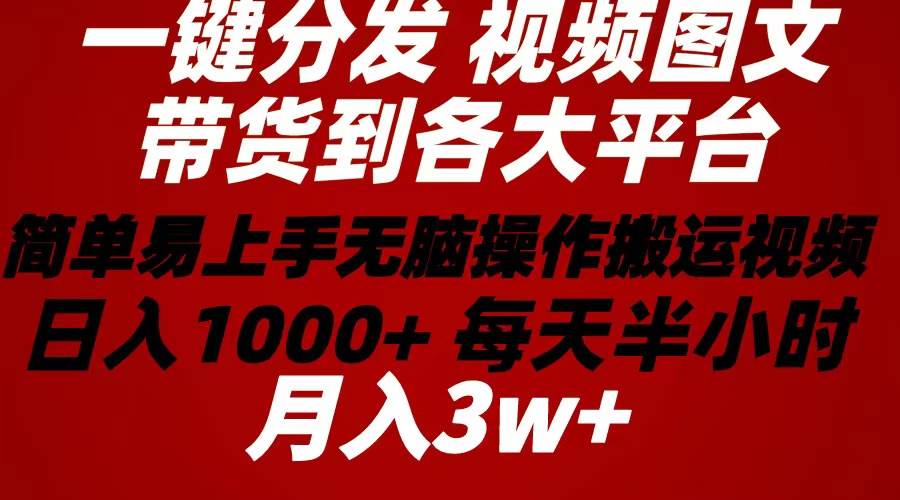2024年 一键分发带货图文视频  简单易上手 无脑赚收益 每天半小时日入1…-千图副业网