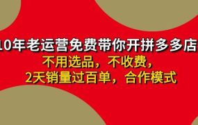 拼多多 最新合作开店日收4000+两天销量过百单，无学费、老运营代操作、...-千图副业网