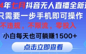 2024年七月抖音无人直播全新玩法，只需一部手机即可操作，小白每天也可...-千图副业网