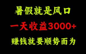 一天收益3000+ 赚钱就是顺势而为,暑假就是风口-千图副业网
