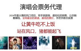 演唱会全网最低票务代理,小白一分钟上手,手把手教你卖票,日入2000+...-千图副业网