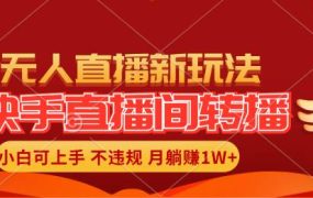 快手直播间转播玩法简单躺赚,真正的全无人直播,小白轻松上手月入1W+-千图副业网