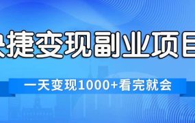 快捷变现的副业项目,一天变现1000+,各平台最火赛道,看完就会-千图副业网