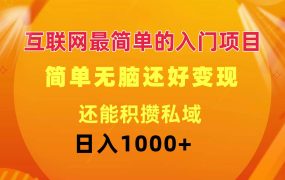 互联网最简单的入门项目:简单无脑变现还能积攒私域一天轻松1000+-千图副业网