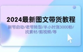 2024最新图文带货教程：新号启动/老号转型/半小时涨3000粉/找素材/剪辑-千图副业网