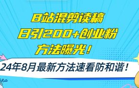 B站混剪读稿日引200+创业粉方法4.0曝光,24年8月最新方法Ai一键操作 速...-千图副业网