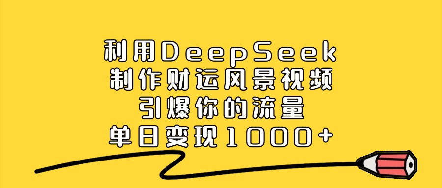 利用DeepSeek制作财运风景视频，单日变现1000+，引爆你的流量-千图副业网