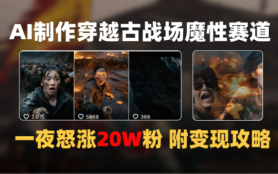 AI制作穿越古战场视频一夜涨粉20W保姆级教学（附AI变现指南）-千图副业网