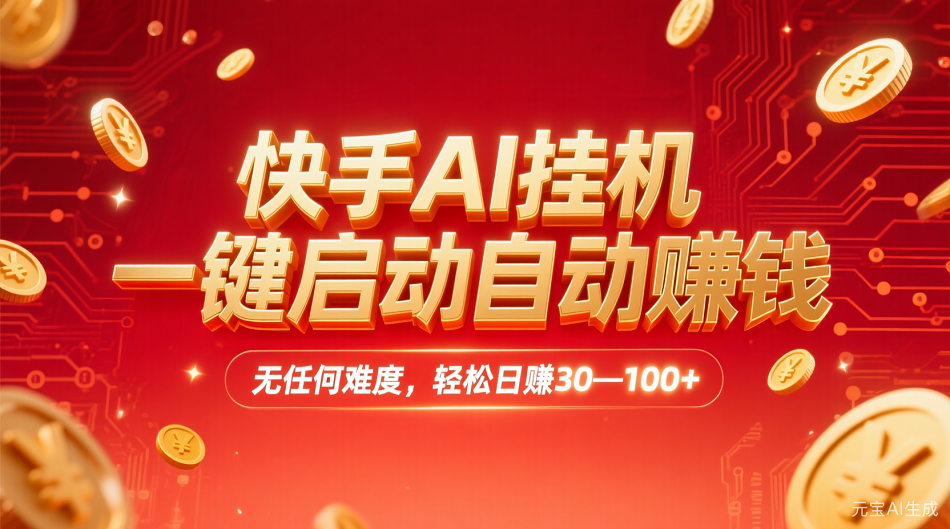 快手AI,一键启动自动赚钱 无任何难度,轻松一天30—100+-千图副业网