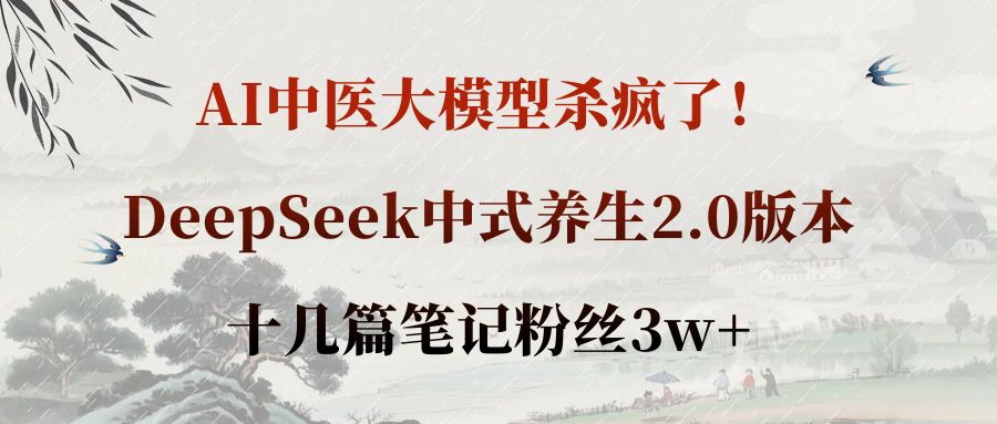 AI中医大模型杀疯了!DeepSeek中式养生2.0版本,十几篇笔记粉丝3w+-千图副业网