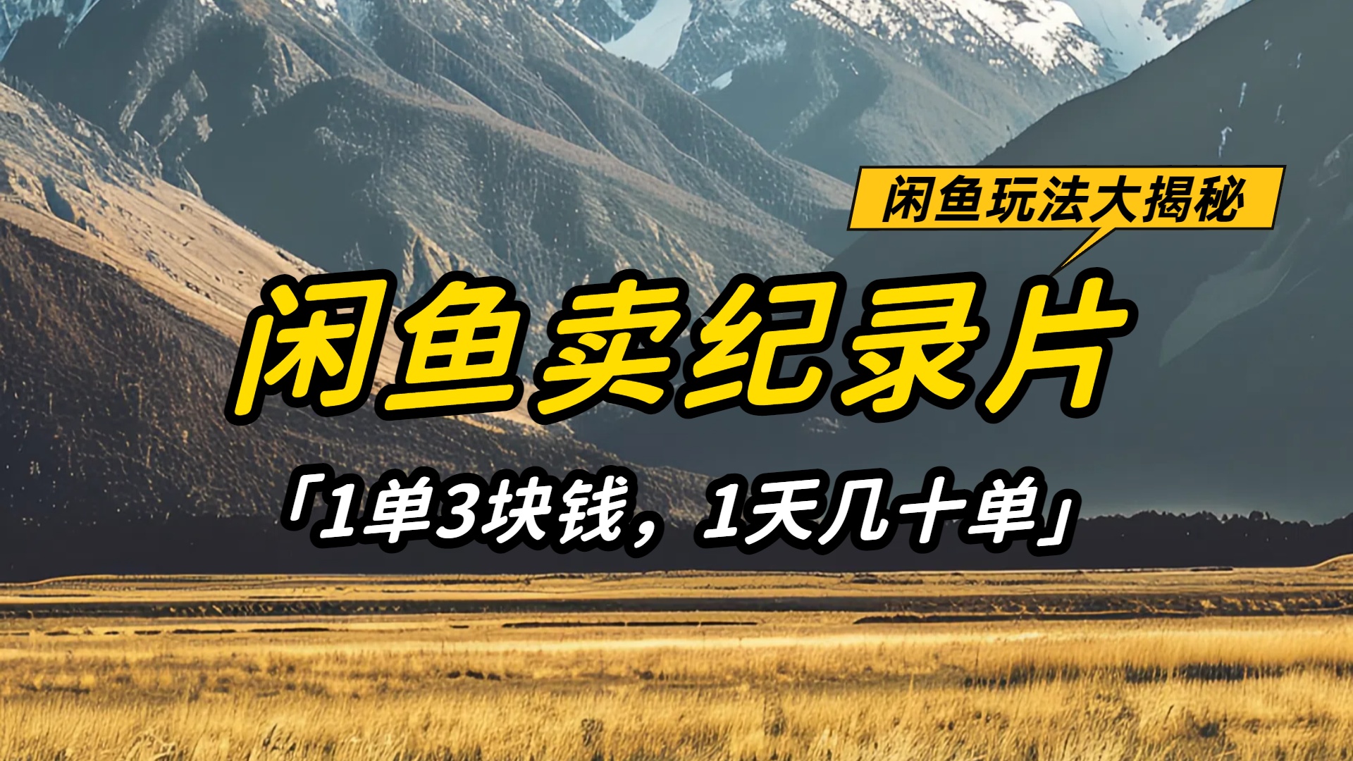 闲鱼卖纪录片1单3块钱,1天几十单,项目稳定有潜力-千图副业网