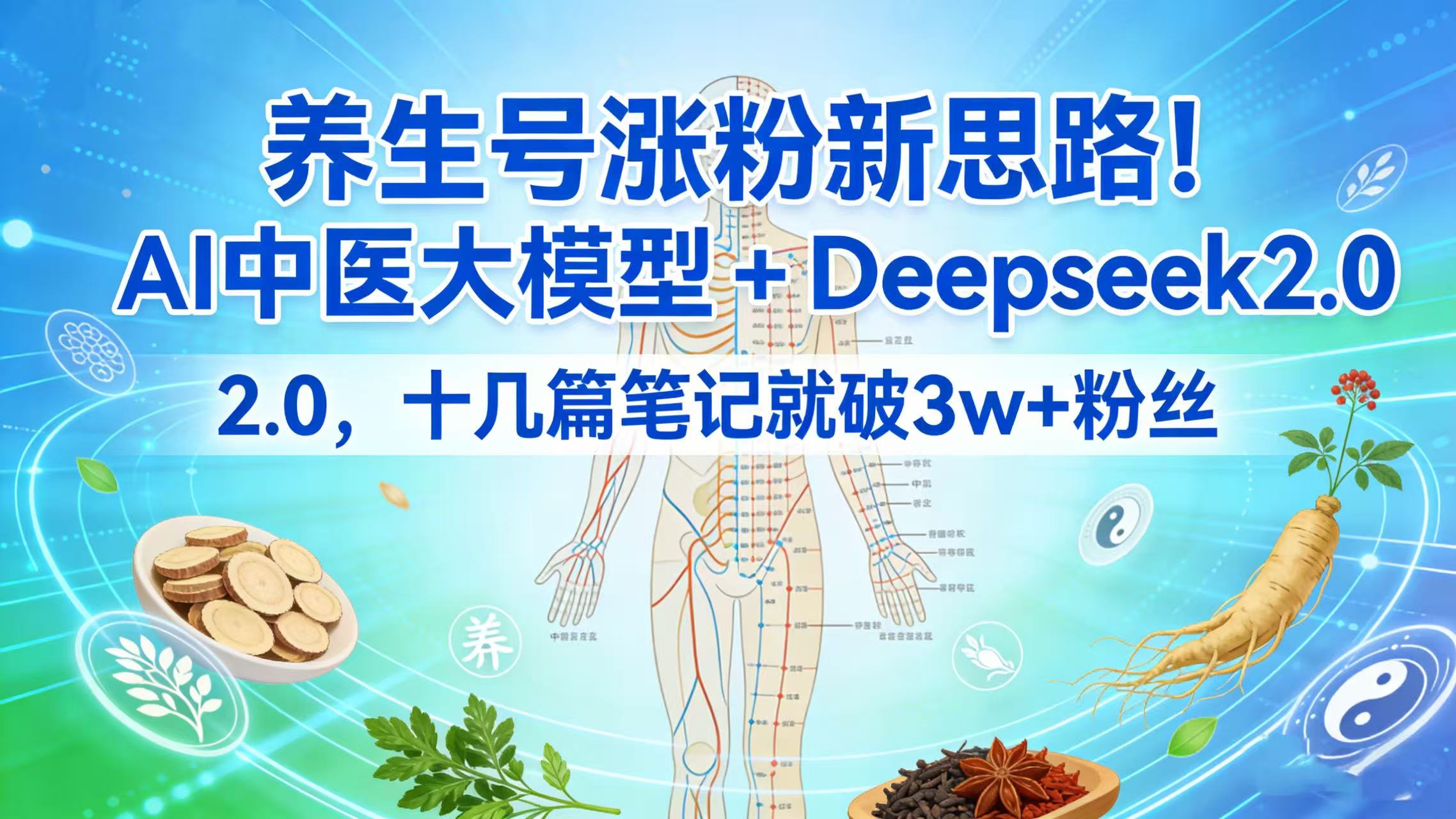 养生号涨粉新思路!AI 中医大模型 + Deepseek 2.0,十几篇笔记就破 3w + 粉丝-千图副业网