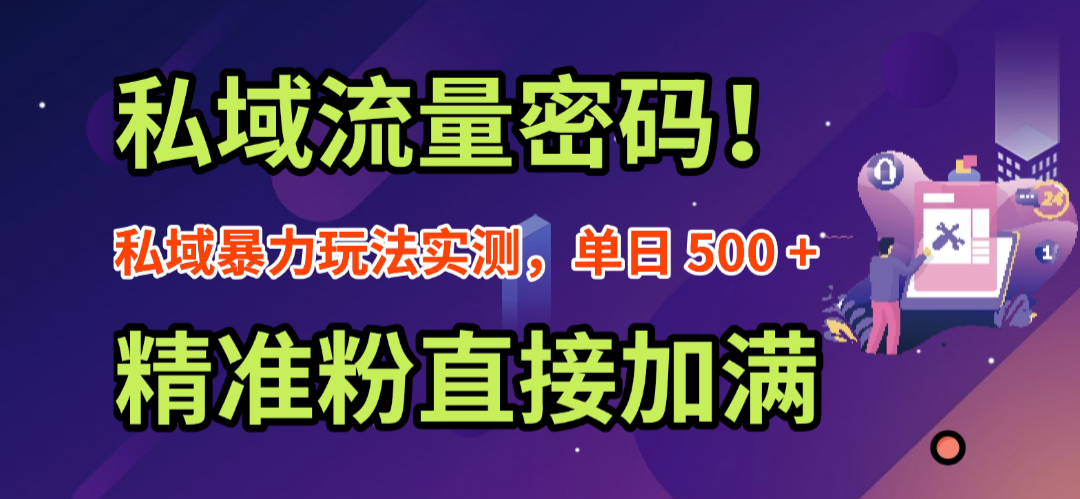 私域流量密码！私域暴力玩法实测，单日 500 + 精准粉直接加满-千图副业网