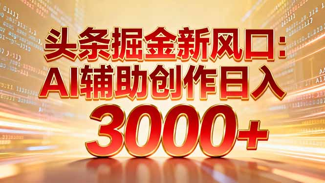 头条掘金新风口：AI辅助创作日入3000+，矩阵玩法当天启动隔天见效-千图副业网