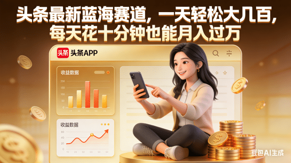头条最新蓝海赛道，一天轻松大几百，每天花十分钟也能月入过万-千图副业网